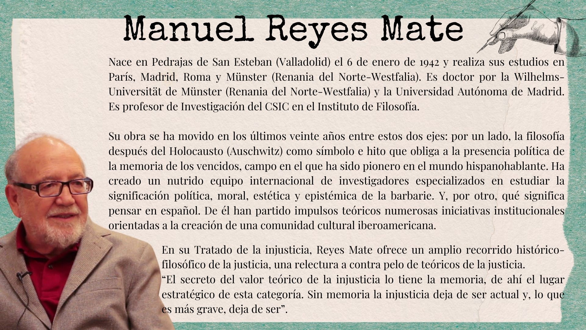 Datos sobre Mnuel Reyes Mate