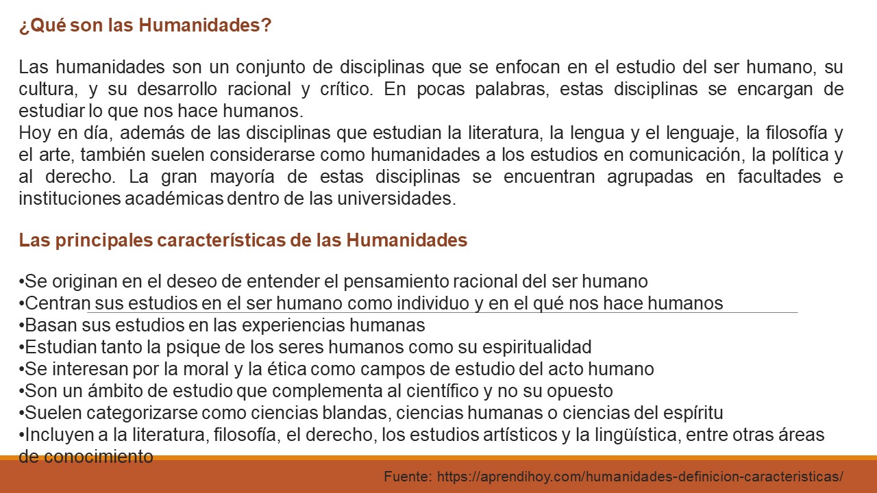 Concepto de las humanidades y sus características