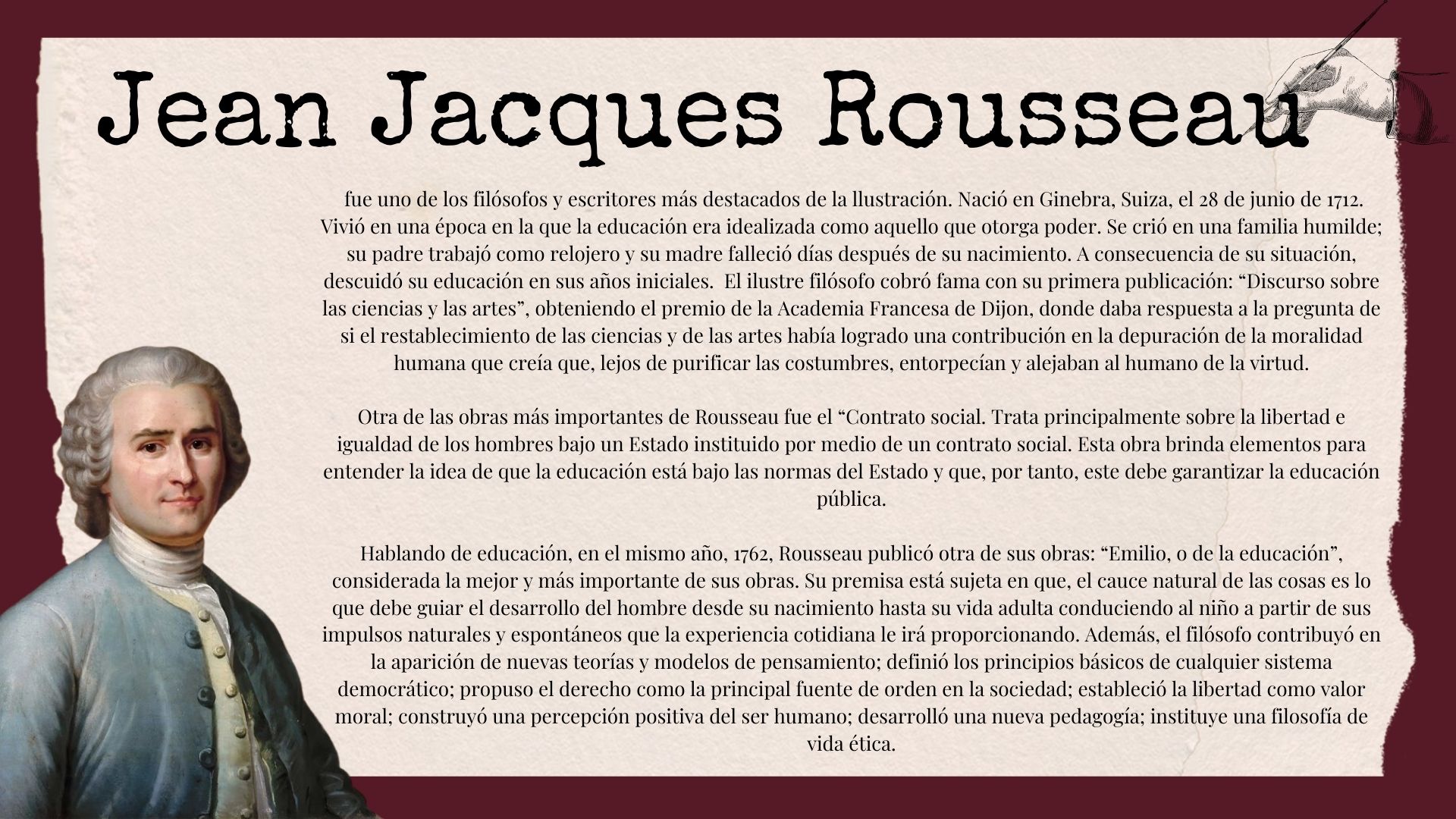 Biografía de Rousseau. Contrato Social.